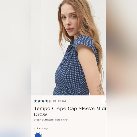 Urban Outfitters Navy Cap Sleeve Dress Size XS - Picture 2 of 11